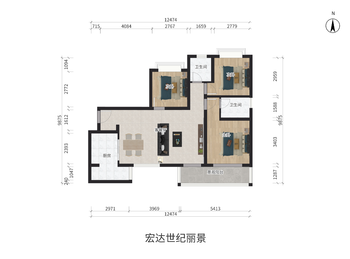 双流宏达世纪丽景，3室2厅二手房出售,报价：135万元