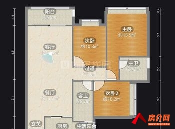 （中天吾乡小区二手房）乌当中天吾乡，3室2厅二手房出售,92万元