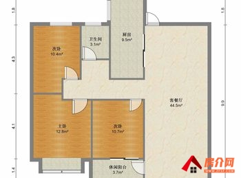 崇川万达华府，3室2厅二手房出售,报价：99万元