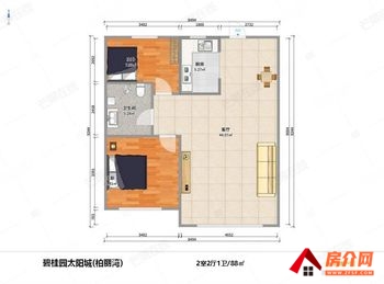 沈北新区碧桂园太阳城(百丽湾)，2室2厅二手房出售,报价：55万元