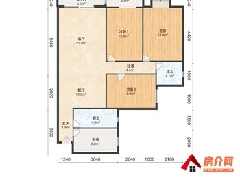 茅箭金地广场，3室2厅二手房出售,报价：83.8万元