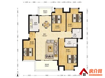 成都温江七彩花都A区,4室2厅二手房出售,报价：135万元