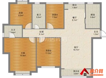 伍家岗东南岸(公寓住宅)，4室2厅二手房出售,报价：90万元