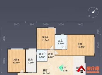 合江锦華園，3室2厅二手房出售,报价：56.8万元