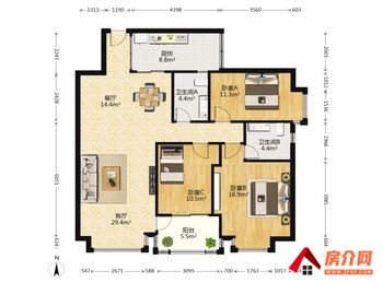 百森花园小区房屋出售，珠海香洲百森花园 3室2厅，报价：278万元