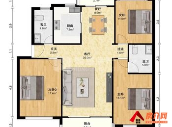 （凤凰城凤鸣苑小区二手房）红谷滩凤凰城凤鸣苑，3室2厅二手房出售,235万元