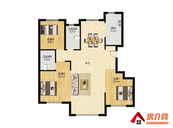 （金地浅山艺境玺湖小区二手房）烟台芝罘金地浅山艺境玺湖 3室2厅二手房出售,149万元