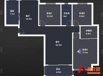 赛纳丽城小区房屋出售，镜湖赛纳丽城，3室2厅，报价：123万元