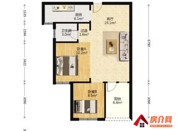 （诺展星座小区二手房）武汉洪山诺展星座,2室2厅二手房出售,82万元