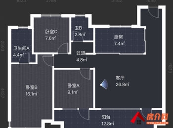 （国信棠樾云邸小区二手房）黄岛国信棠樾云邸，3室2厅二手房出售,185万元