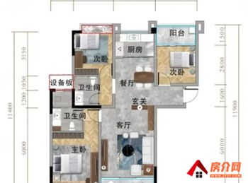 弥勒湖泉春风，3室2厅二手房出售,报价：88万元
