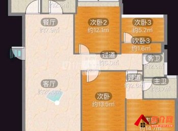 （中梁壹号院(一期)小区二手房）衡阳华新开发区中梁壹号院(一期),4室2厅二手房出售,95.8万元