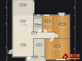 衡阳华新开发区加州阳光,3室2厅二手房出售,报价：68.8万元