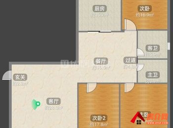 衡阳蒸湘冠都现代城,3室2厅二手房出售,报价：55.8万元